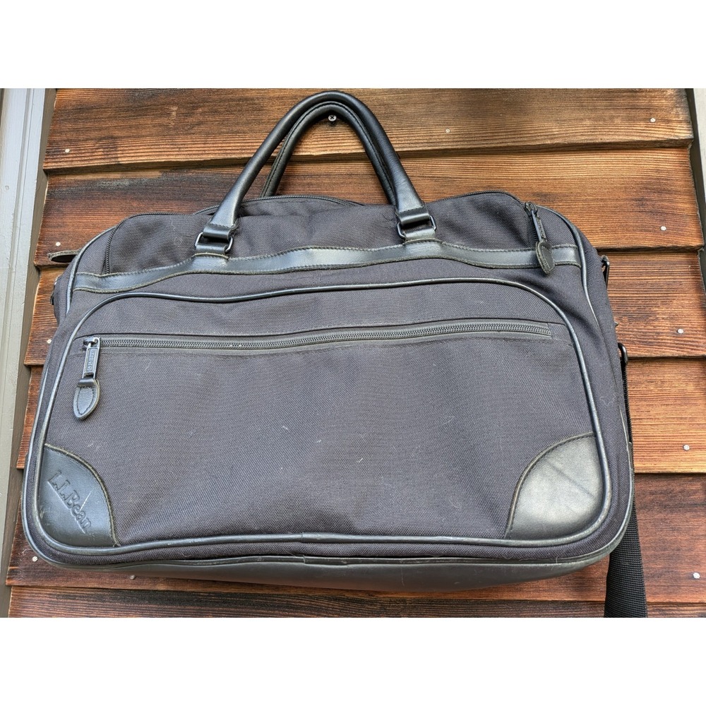 LL Bean Heritage Crossbody Laptop Briefcase Messenger Black Bag School Work